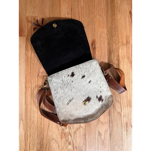 Vintage Cowhide Leather Bag with Turquoise Stones - Picture 5 of 7